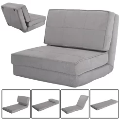 Tangkula Fold Down Chair Convertible Couch GrayBlack