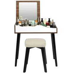 Costway Vanity Table Set With Flip Top Mirror Dressing Makeup Study Padded Stool -Furniture Specialty Store GUEST 32b39fd6 606a 4ab7 8daa 74ec99435377