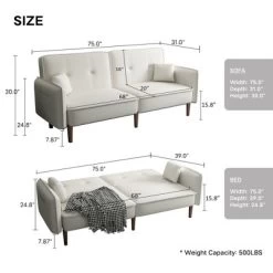 Convertible Futon Sofa Bed With Wooden Legs - ModernLuxe -Furniture Specialty Store GUEST 32f99501 2cea 475a 9d8f ec5503ec7717
