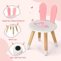 Costway Kids Vanity Set Rabbit Makeup Dressing Table Chair Set W/ Mirror Drawer WhitePink -Furniture Specialty Store GUEST 343cb3cf a817 416d 9156 fc286321156e