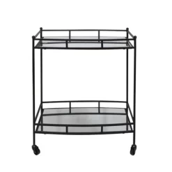 28" Rectangular Metal 2 Tier Bar Cart Black - Sagebrook Home