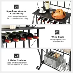 Costway 5-Tier Metal Kitchen Bakers Rack Microwave Storage Rack Oven Stand With Wine Organizer 15 Costway 5-Tier Metal Kitchen Bakers Rack Microwave Storage Rack Oven Stand With Wine Organizer -Furniture Specialty Store GUEST 348e242e dc90 497c ba3f cf6ff807ca3a