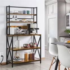Yaheetech 5-Tier Kitchen Baker’s Racks With Power Outlets, Coffee Bar Station With Hutch