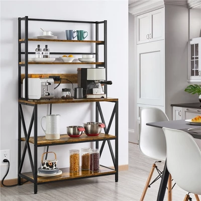 Yaheetech 5-Tier Kitchen Baker’s Racks With Power Outlets, Coffee Bar Station With Hutch 3 Yaheetech 5-Tier Kitchen Baker’s Racks With Power Outlets, Coffee Bar Station With Hutch