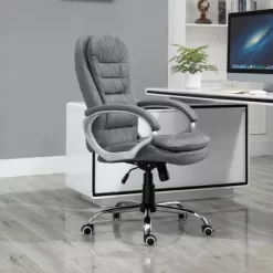 Vinsetto High Back Home Office Chair Executive Computer Chair With Adjustable Height, Upholstered Thick Padding Headrest And Armrest - Grey -Furniture Specialty Store GUEST 35ab0fb8 afe2 4b21 8653 0e86077046a7