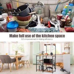 Costway 4-Tier Vintage Kitchen Baker's Rack Utility Microwave Stand W/ Basket & 5 Hooks -Furniture Specialty Store GUEST 35d07c6d a2e8 421e afce 68a26e7dc0e2