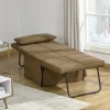 HOMCOM 4-in-1 Multi Function Folding Single Sofa Bed With Retractable Footrest, Convertible Sleeper With Adjustable Backrest, Brown -Furniture Specialty Store GUEST 3622af63 24fa 45a5 b5d7 2d8c31abbb81