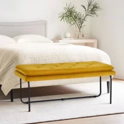 Nano 48" Upholstered Modern Double Layered Cushion Bedroom Bench - The Pop Maison -Furniture Specialty Store GUEST 36341ad0 4e38 47f7 8de1 a8f24c2ff060