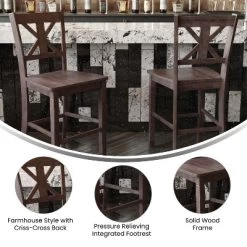 Emma And Oliver Set Of 2 Wooden Modern Farmhouse Bar Height Dining Stool With Decorative Carved Backrest And Wood Seat -Furniture Specialty Store GUEST 36491f27 44dc 4644 af2c 90a5a0efb500