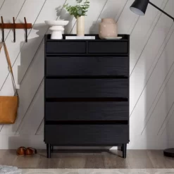 Mid-Century Modern Solid Wood 6 Drawer Vertical Dresser - Saracina Home -Furniture Specialty Store GUEST 364a7e44 403a 4a9d a40c 5d3b328ffdcf