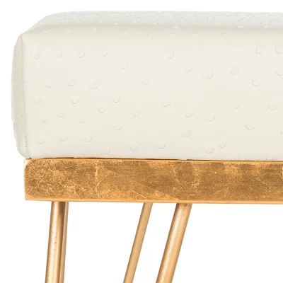 Jenine Faux Ostrich Square Bench - Cream/Gold - Safavieh 5 Jenine Faux Ostrich Square Bench - Cream/Gold - Safavieh - Image 3