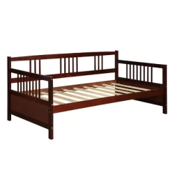 Costway Twin Size Wooden Slats Daybed Bed Sofa Support Platform Sturdy W/Rails White/Cherry -Furniture Specialty Store GUEST 368020f4 8c23 42f2 abde ab0fcad0ae20