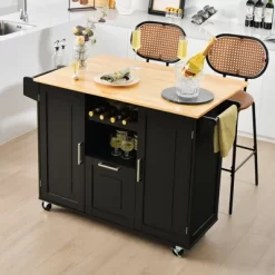 Costway Rolling Kitchen Island Utility Serving Cart With Drop Leaf Wine Rack Drawer -Furniture Specialty Store GUEST 36caa2a6 9b7f 466d b719 0e447dbc189b