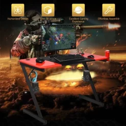 Costway Gaming Desk & Chair Set Z-Shaped Racing Style Desk With Massage Swivel Gaming Chair -Furniture Specialty Store GUEST 37f795d8 dc08 4686 ad01 9f0afc1f37d9