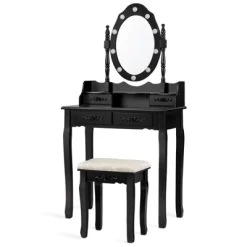 Vanity Table Set Detachable Makeup Table Dressing Desk With Mirror & Cushioned Stool Brown/White/Black -Furniture Specialty Store GUEST 37f900d5 a2be 4efd bffa a3820a8f3303