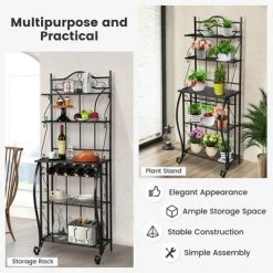Costway 5-Tier Metal Kitchen Bakers Rack Microwave Storage Rack Oven Stand With Wine Organizer 17 Costway 5-Tier Metal Kitchen Bakers Rack Microwave Storage Rack Oven Stand With Wine Organizer -Furniture Specialty Store GUEST 385f5c52 8955 4700 929d 8f7656e70168