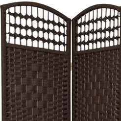 5 1/2 Ft. Tall Fiber Weave Room Divider - Dark Mocha (3 Panels)