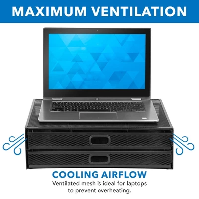 Mount-It! Computer Monitor Stand With Drawers, Metal Mesh Riser & Organizer For Laptops And Computers, Desk Organizer With Two Pullout Storage Drawers 8 Mount-It! Computer Monitor Stand With Drawers, Metal Mesh Riser & Organizer For Laptops And Computers, Desk Organizer With Two Pullout Storage Drawers - Image 6