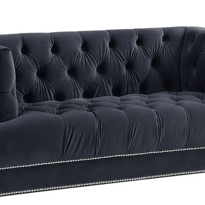 64" Ansario Sofa Charcoal Velvet - Acme Furniture 9 64" Ansario Sofa Charcoal Velvet - Acme Furniture - Image 7