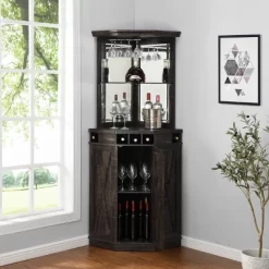 Home Source Charcoal Corner Bar Unit With Built-in Wine Rack And Lower Cabinet -Furniture Specialty Store GUEST 38f76a4a 0086 4839 90a5 2e7e6a94d4e5