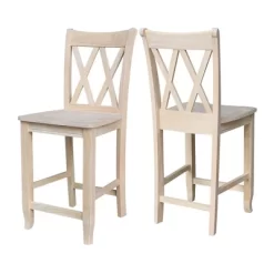 24" Double X Back Counter Height Barstool Unfinished - International Concepts -Furniture Specialty Store GUEST 39b0c760 99bd 4e9d 8472 2210f5bff617
