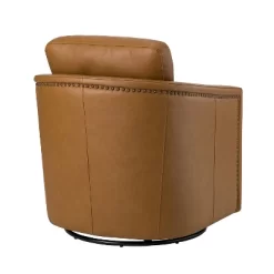 Eulalia 28.74''Wooden Upholstery Wide Genuine Leather Swivel Chair With Swivel Metal Base And Squared Arms | ARTFUL LIVING DESIGN -Furniture Specialty Store GUEST 39fe6b98 3198 4e42 8397 70788dacd3a0