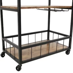 Sunnydaze Decor Sunnydaze 3 Tier Rustic Industrial Style Rolling Indoor Bar Cart With Wine Bottle And Stemware Rack -Furniture Specialty Store GUEST 39fed8e6 1c0b 4634 8921 5630b3e205a3