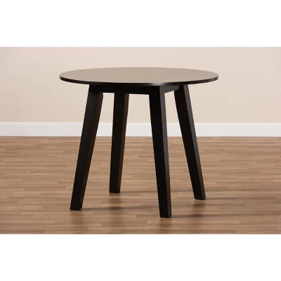 35" Ela Wide Round Wood Dining Table - Baxton Studio 7 35" Ela Wide Round Wood Dining Table - Baxton Studio - Image 5