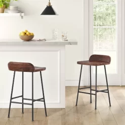 Lorton Low Back Metal Leg Wood Counter Height Barstool - Threshold™