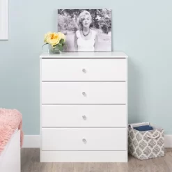 Astrid 4 Drawer Dresser With Crystal Knobs White - Prepac -Furniture Specialty Store GUEST 3b455d37 8a18 4a58 85c2 51cc13e2137a