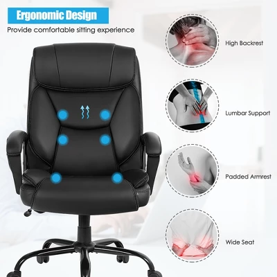Costway Big & Tall 500lb Massage Office Chair E Xecutive PU Leather Computer Desk Chair 10 Costway Big & Tall 500lb Massage Office Chair E Xecutive PU Leather Computer Desk Chair - Image 8