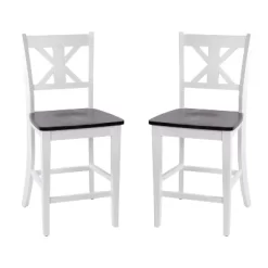 Emma And Oliver Set Of 2 Wooden Modern Farmhouse Bar Height Dining Stool With Decorative Carved Backrest And Wood Seat -Furniture Specialty Store GUEST 3c66fd77 f20a 4675 bd44 62b380114096