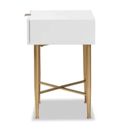 Marcin Wood And Metal 1 Drawer Nightstand White/Gold - Baxton Studio -Furniture Specialty Store GUEST 3cda5b2e 952e 4152 8276 9101b518bd2d