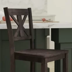 Emma And Oliver Set Of 2 Wooden Modern Farmhouse Bar Height Dining Stool With Decorative Carved Backrest And Wood Seat -Furniture Specialty Store GUEST 3da19d0b 3011 4f78 891f 07d04d687bc2