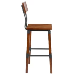 Emma And Oliver 4 Pack Commercial Grade Rustic Walnut Industrial Style Wood Dining Barstool -Furniture Specialty Store GUEST 3de7a010 b643 4b39 b931 38bc5572c300