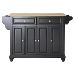 Cambridge Natural Wood Top Kitchen Island Black - Crosley