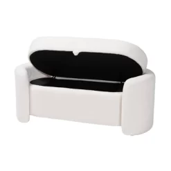 Oakes Boucle Upholstered Storage Bench Ivory - Baxton Studio