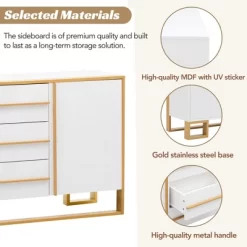 Contemporary 59" Sideboard With Large Storage And Gold Metal Legs - ModernLuxe -Furniture Specialty Store GUEST 3f0901ed 9a4a 4b50 98da 5f2e4b34d7c4