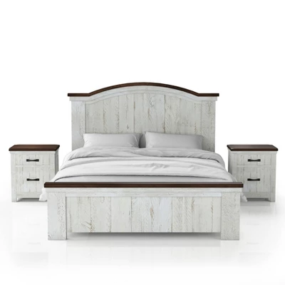 3pc Willow Rustic Bedroom Set With 2 Nightstands Distressed White/Walnut - HOMES: Inside + Out 11 3pc Willow Rustic Bedroom Set With 2 Nightstands Distressed White/Walnut - HOMES: Inside + Out - Image 9