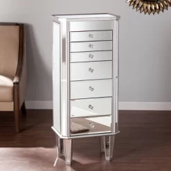 Melanie 7 Drawer Glam Jewelry Armoire Mirrored/Brushed - Aiden Lane 12 Melanie 7 Drawer Glam Jewelry Armoire Mirrored/Brushed - Aiden Lane -Furniture Specialty Store GUEST 3fda2f88 dced 4a1e 9873 2da3bb179c28