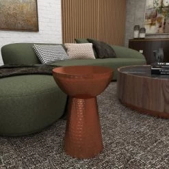 Metal Pedestal Stool Flat Top Copper - Olivia & May -Furniture Specialty Store GUEST 3ffb7d11 176c 4d43 aae3 44fb5b7b3d09