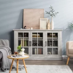 Costway 55'' Buffet Server Table Storage Cabinet Sideboard Glass Doors Adjustable Shelves -Furniture Specialty Store GUEST 40a2491c bf0a 4375 a63a 55afa723f5d9