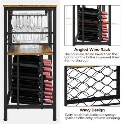 Yaheetech Home Bar Industrial Wine Rack Table With Glass Holder, Wine Bar Cabinet, Rustic Brown 7 Yaheetech Home Bar Industrial Wine Rack Table With Glass Holder, Wine Bar Cabinet, Rustic Brown - Image 5