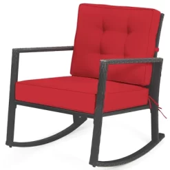 Costway Patio Rattan Rocker Chair Outdoor Glider Wicker Rocking Chair Cushion Lawn Red 15 Costway Patio Rattan Rocker Chair Outdoor Glider Wicker Rocking Chair Cushion Lawn Red -Furniture Specialty Store GUEST 41367656 ca9f 498f a574 e6a304755887