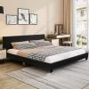 Costway Queen Upholstered Platform Bed Frame With Linen/PU Headboard Wood Slat Gray/Black -Furniture Specialty Store GUEST 4164c9ba 2318 4e4e b901 dbbacbf47188