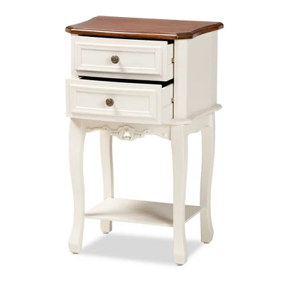 2 Drawer Darla Wood Nightstand White/Cherry Brown - Baxton Studio 3 2 Drawer Darla Wood Nightstand White/Cherry Brown - Baxton Studio