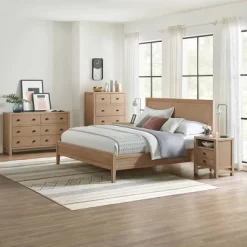 5pc Arden Wood Bedroom Set With Two 2 Drawer Nightstands Light Driftwood - Alaterre Furniture