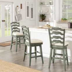 24" South Hill French Ladder Back Swivel Counter Height Chair - Inspire Q