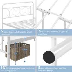 Yaheetech Queen Size Vintage Metal Bed Frame With Headboard, White -Furniture Specialty Store GUEST 43f2bc2a 655d 49ef ab5b 839b579d9390