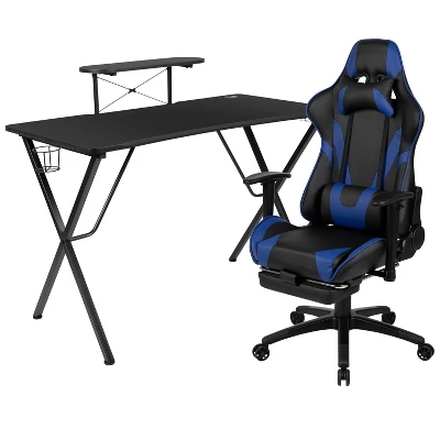Flash Furniture Gaming Desk And Footrest Reclining Gaming Chair Set With Cup Holder, Headphone Hook, And Monitor/Smartphone Stand 16 Flash Furniture Gaming Desk And Footrest Reclining Gaming Chair Set With Cup Holder, Headphone Hook, And Monitor/Smartphone Stand - Image 14